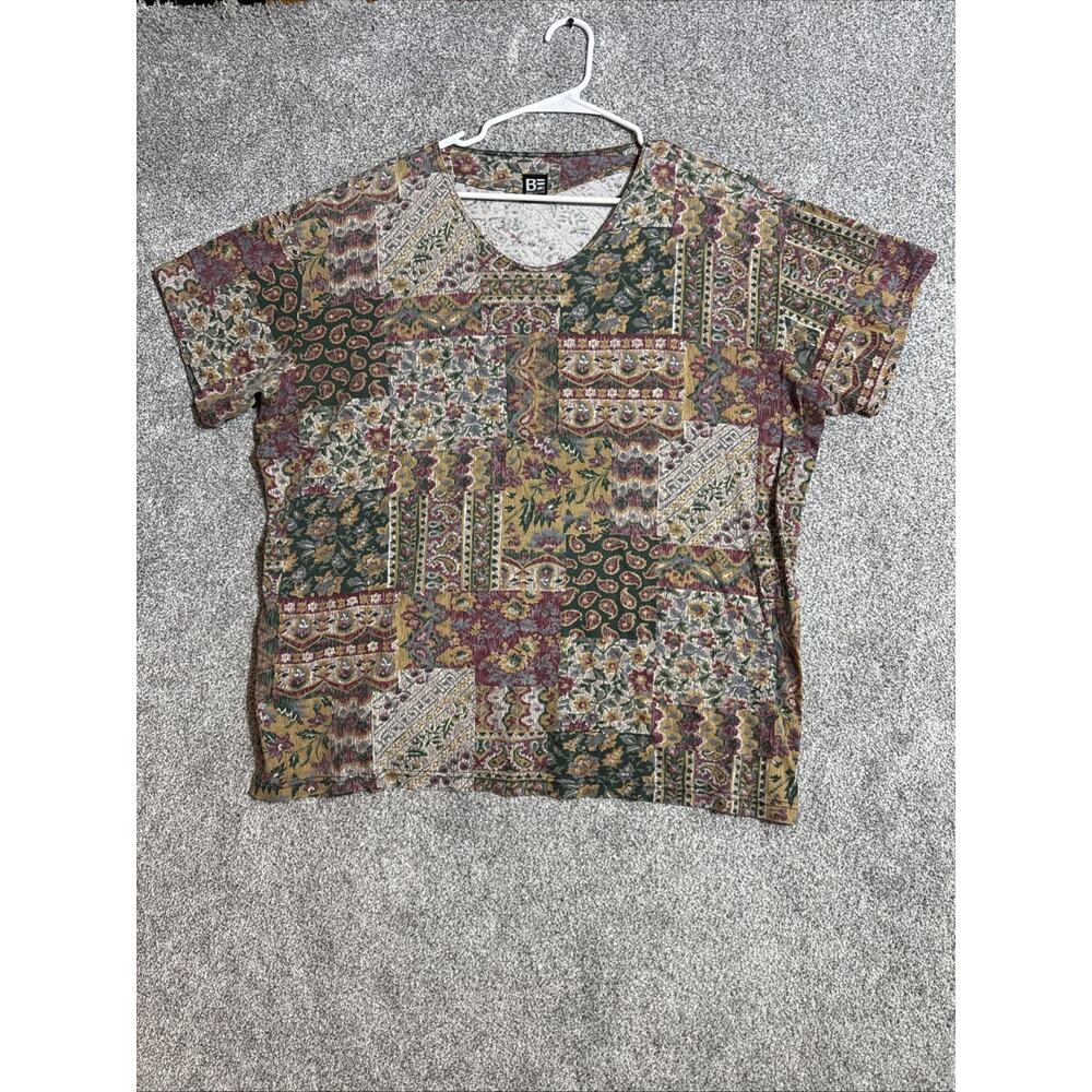 Basic Editions Top Womens Size 2XL 90s Inspired Patchwork Boho Retro Cottagecore